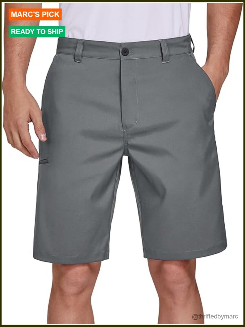 Men's Stretch Golf Shorts Quick Dry Lightweight 10 Inch Inseam Flat Front